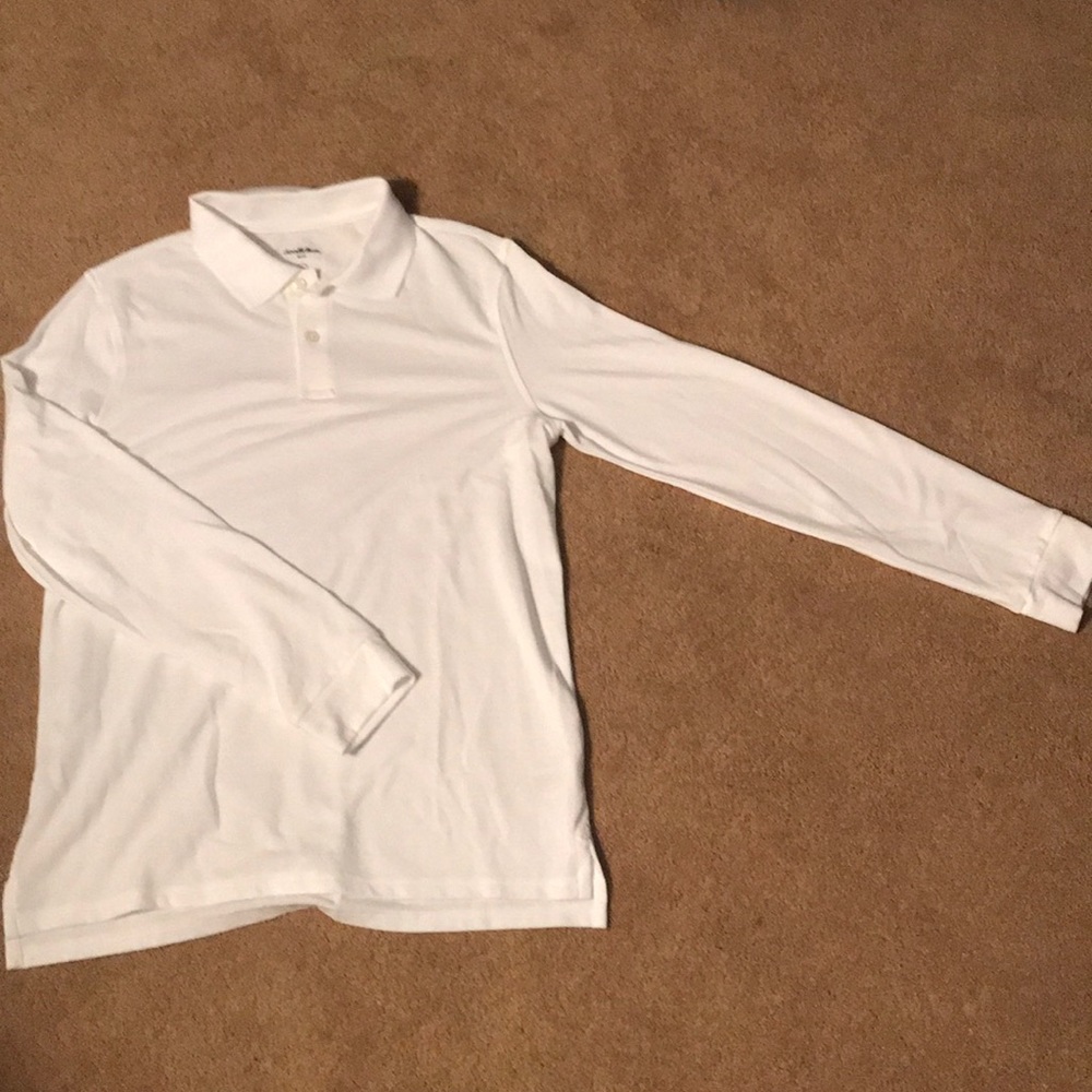 white long sleeve polo shirt